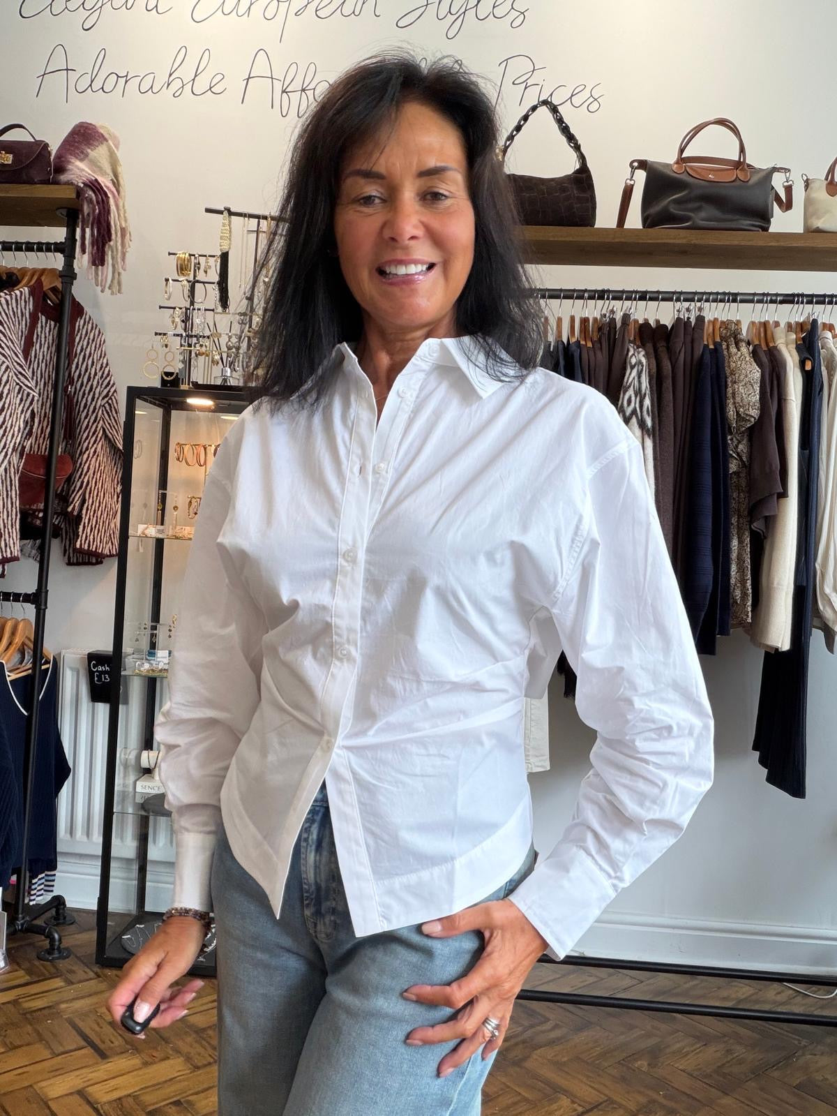 Fleur White Pleat Detail Shirt