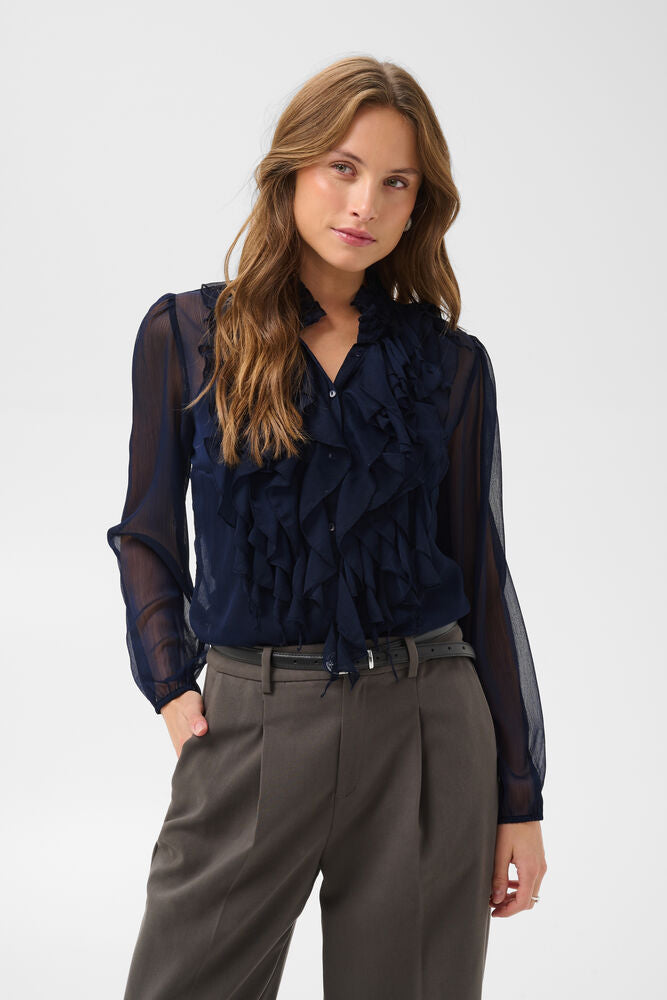 Saint Tropez Ruffle Front Lily Shirt Top