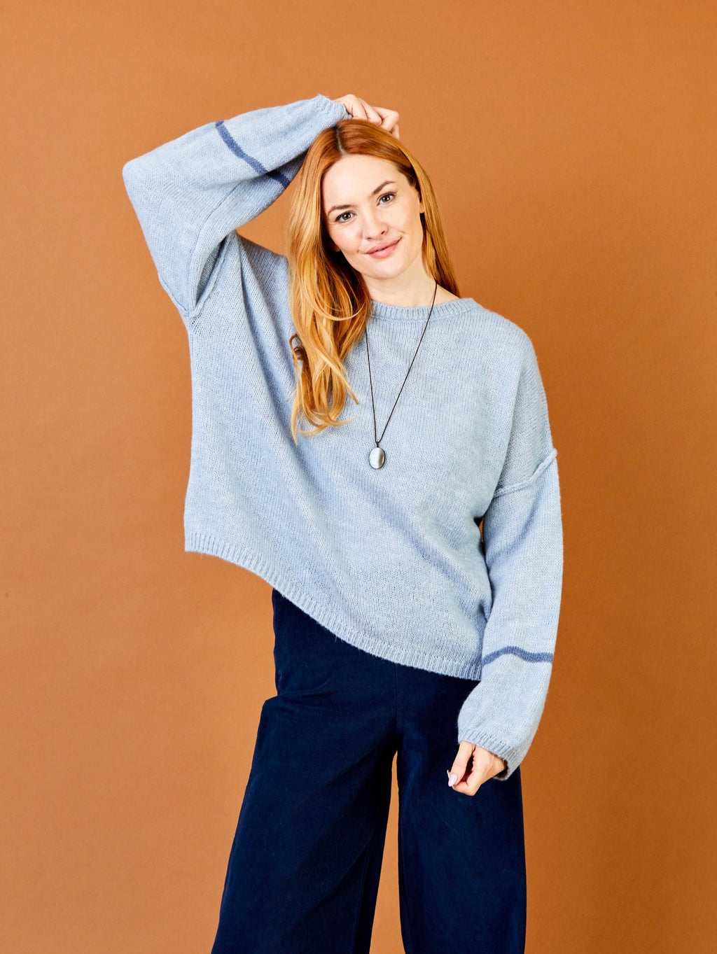 Faye Oversized Knit Sweater with Stripe Detail