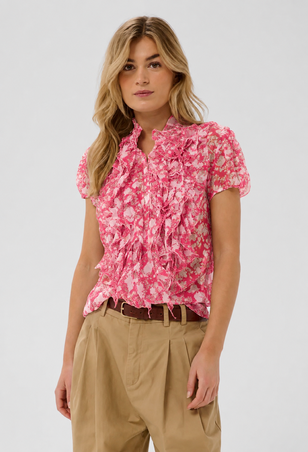 Saint Tropez Lilja Ruffle Front Shirt Top