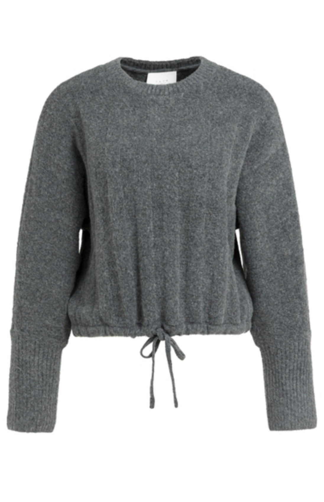 Sanne Grey Ribbed Drawstring Sweater