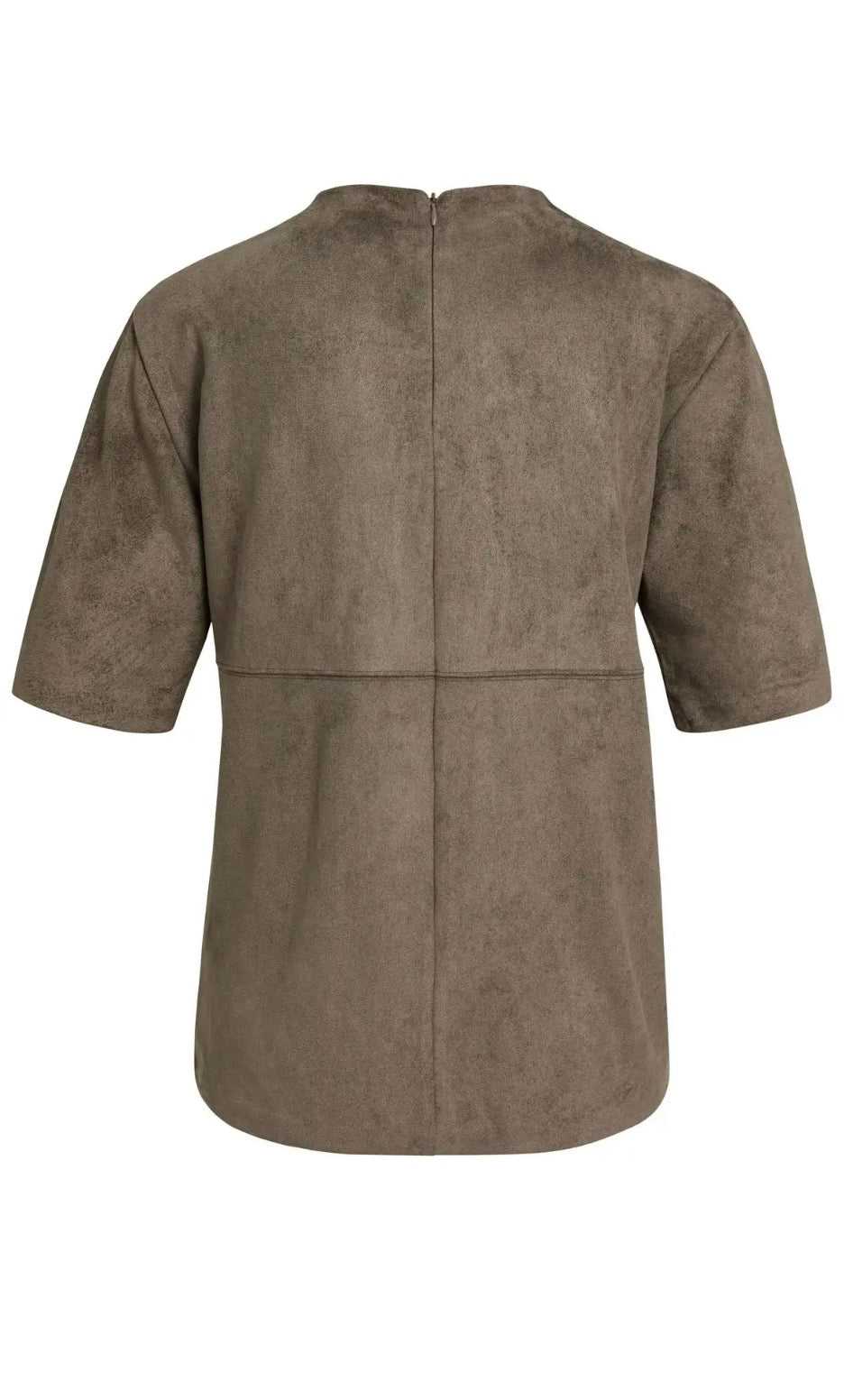 Ingrid Suedette Top in Taupe