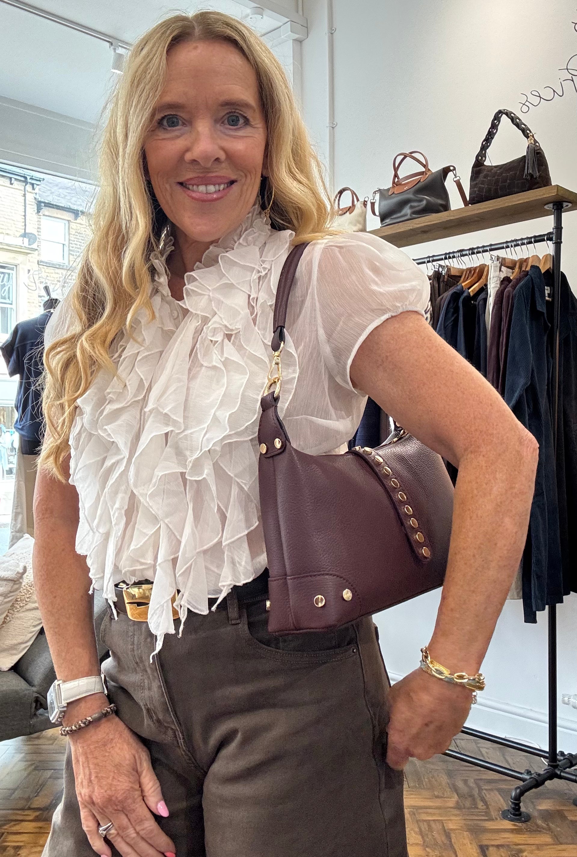 Roma Italian Leather Stud Bag