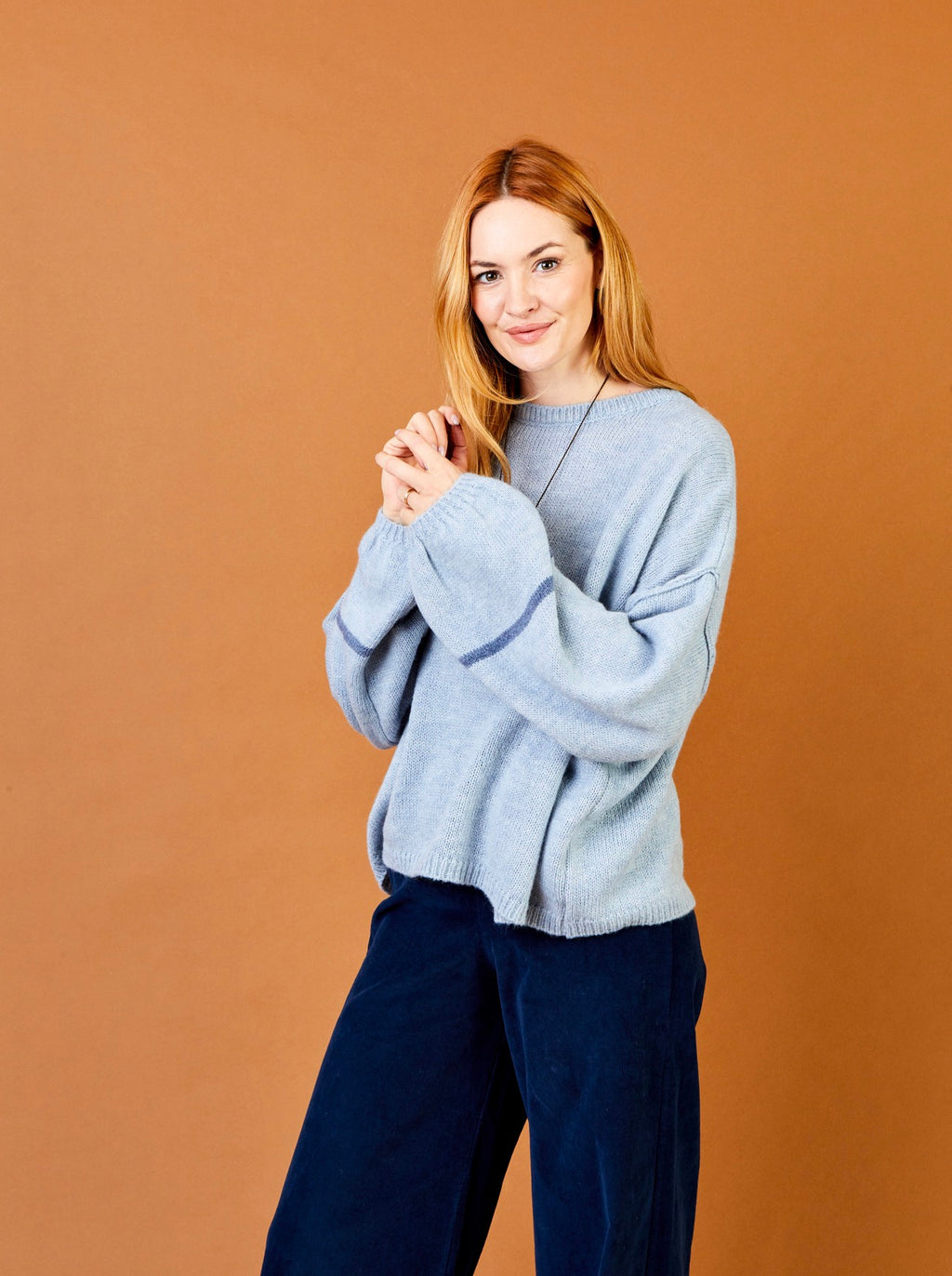 Faye Oversized Knit Sweater with Stripe Detail