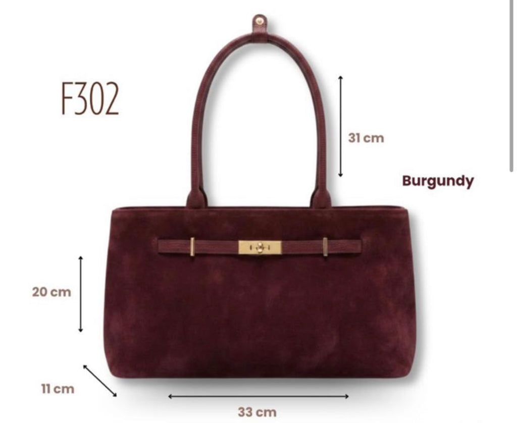 Henry Suede Leather Bag with Gold Clasp