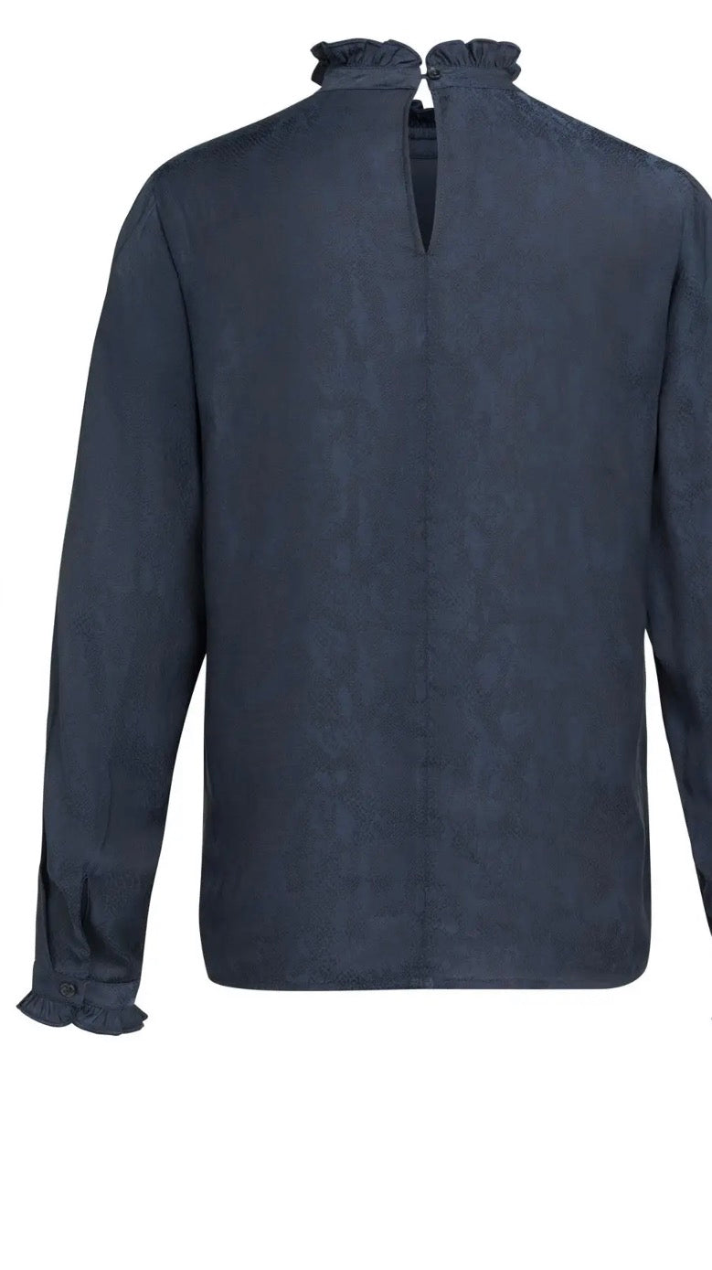 Noor Ruffle Detail Top – Navy