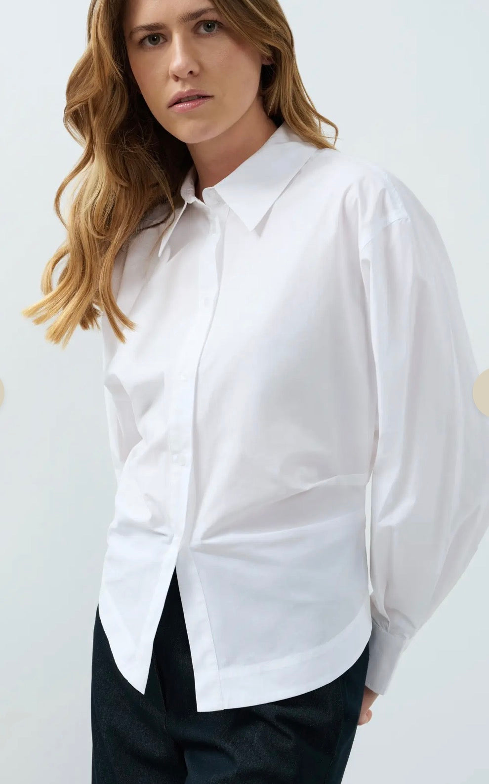 Fleur White Pleat Detail Shirt
