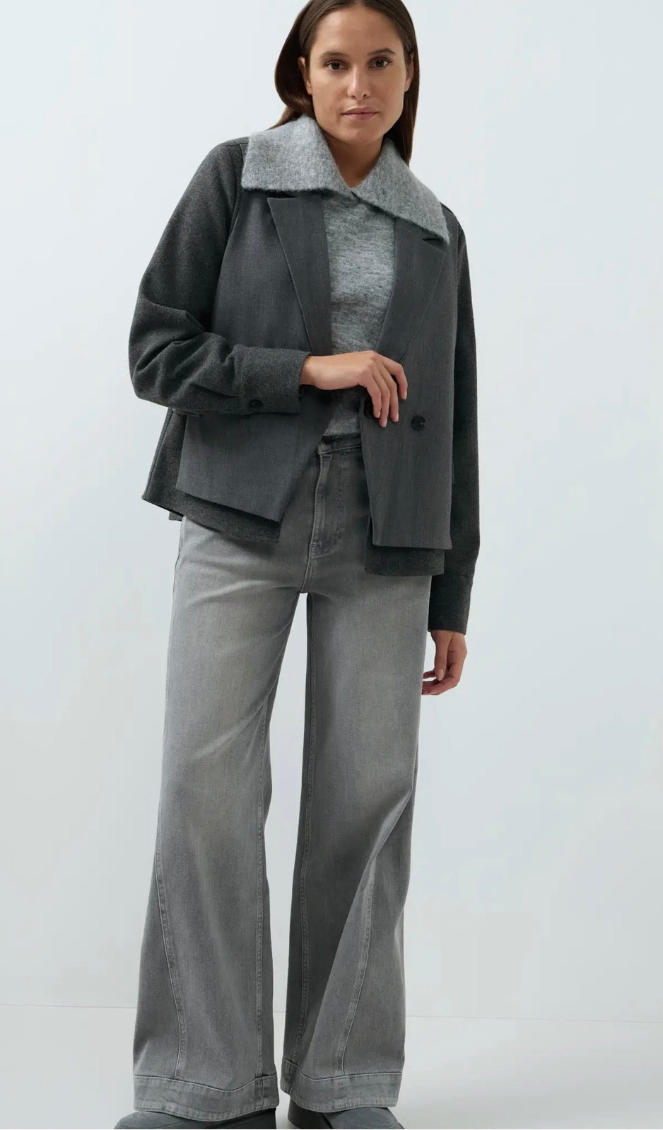 Anouk Contrast Detail Blazer – Grey