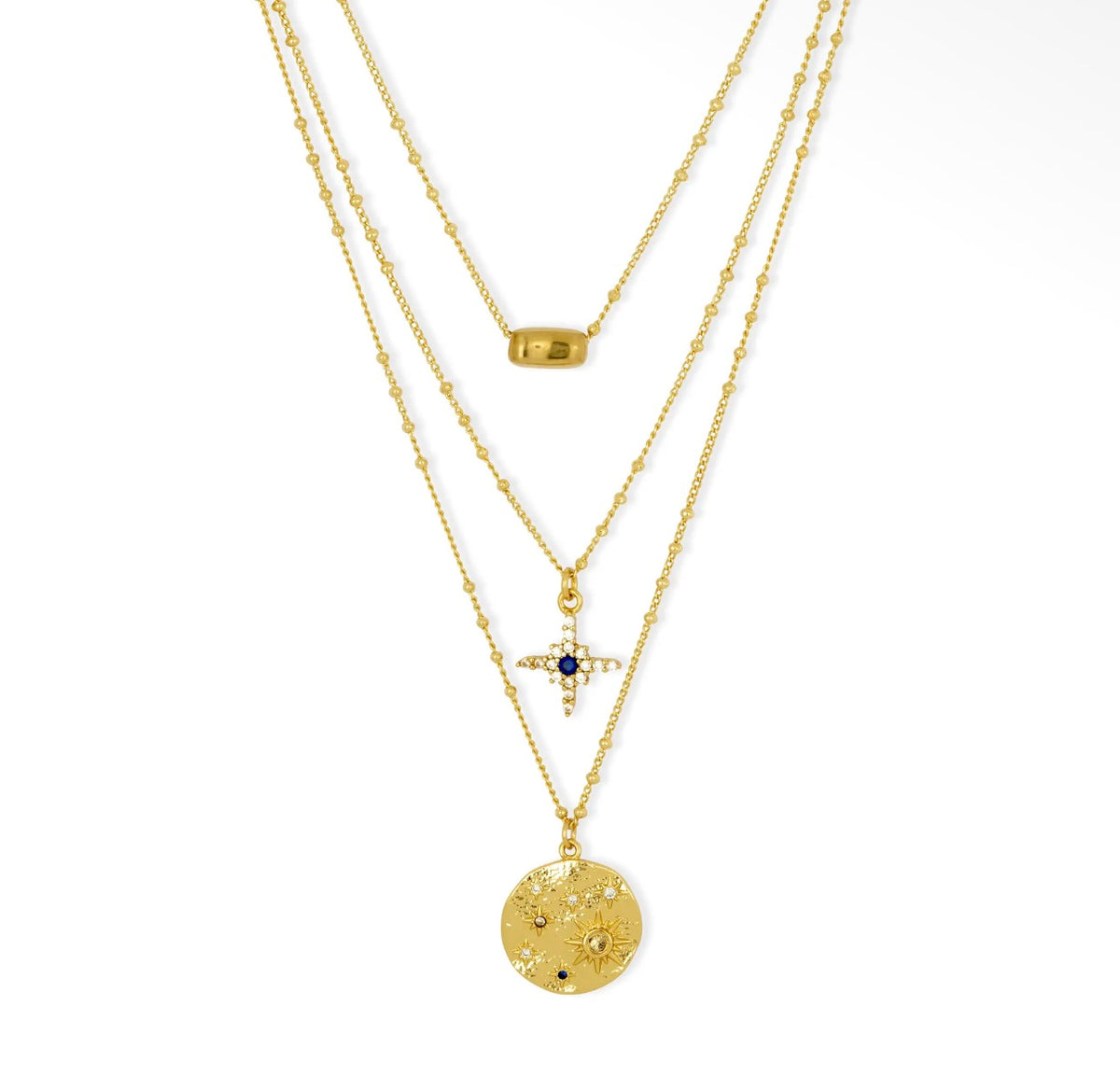 Celeste Triple Layered Gold Necklace