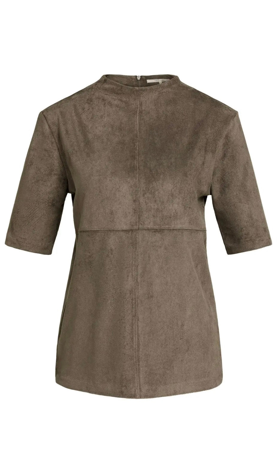 Ingrid Suedette Top in Taupe