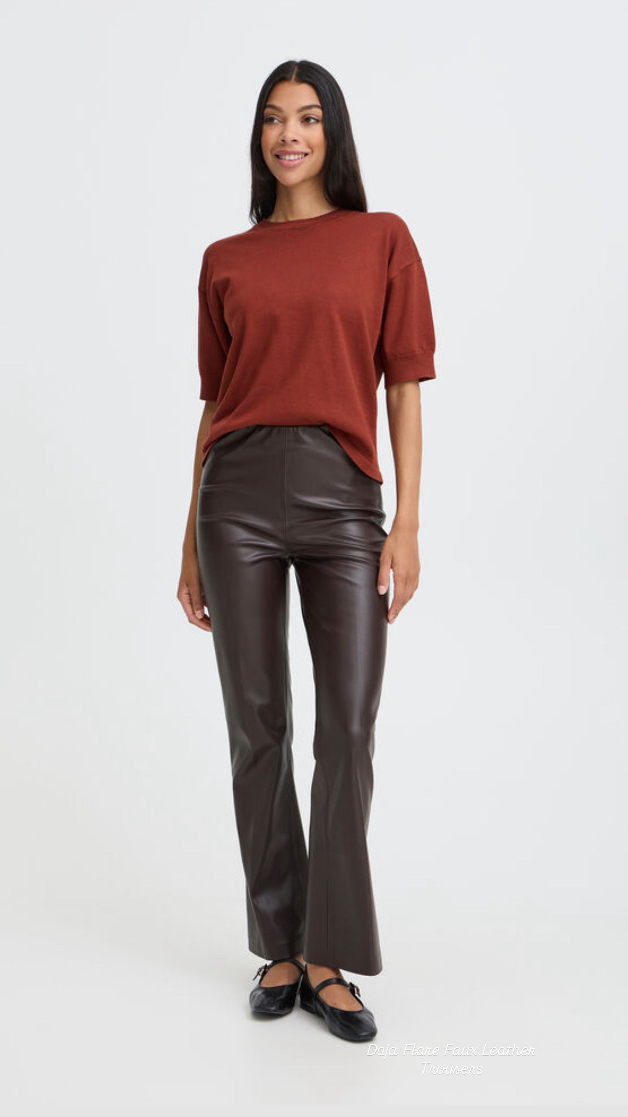 B Young Daja Flare Faux Leather Trousers