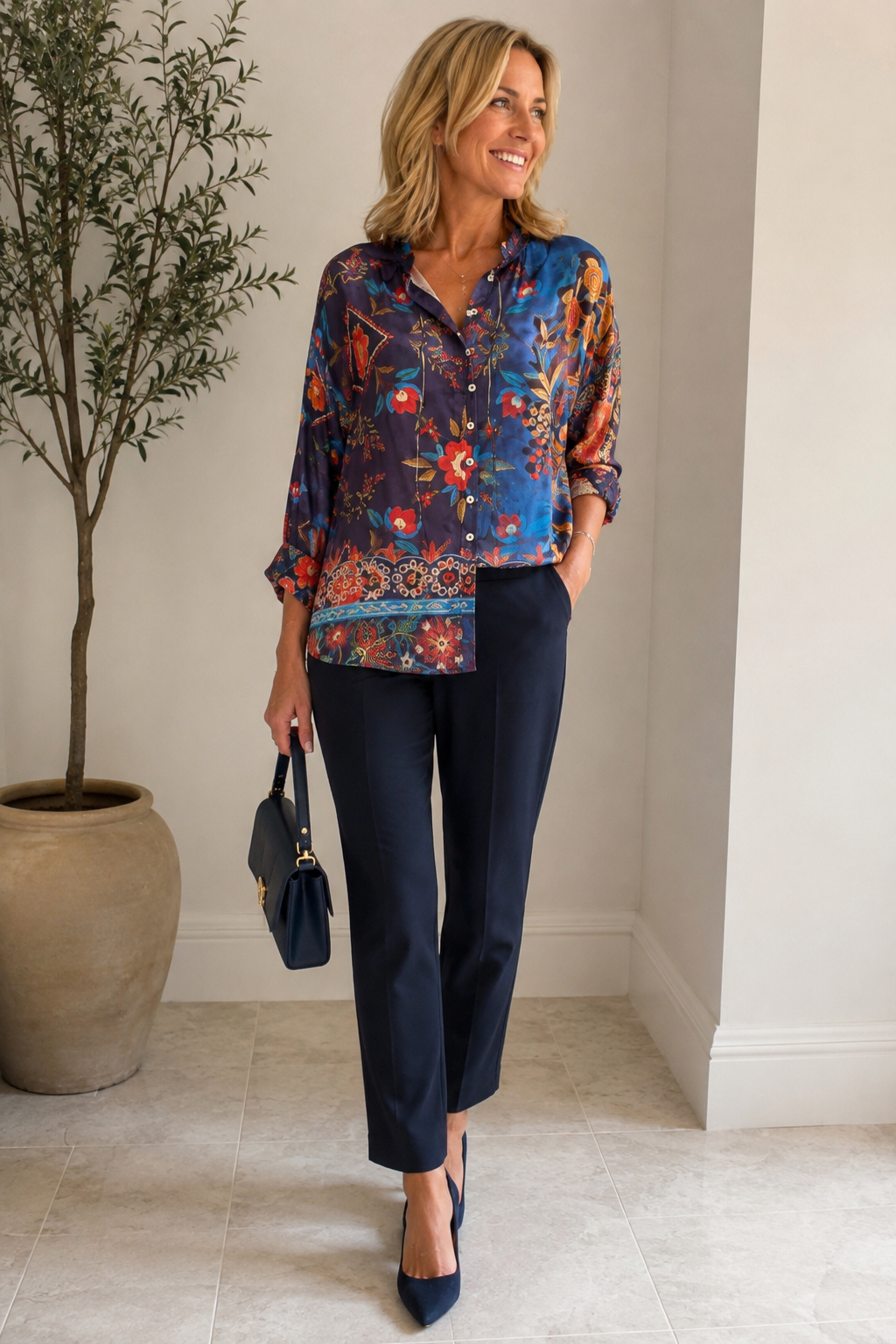 Tequila Button Through Printed Shirt Top