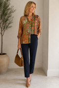 Tequila Button Through Printed Shirt Top