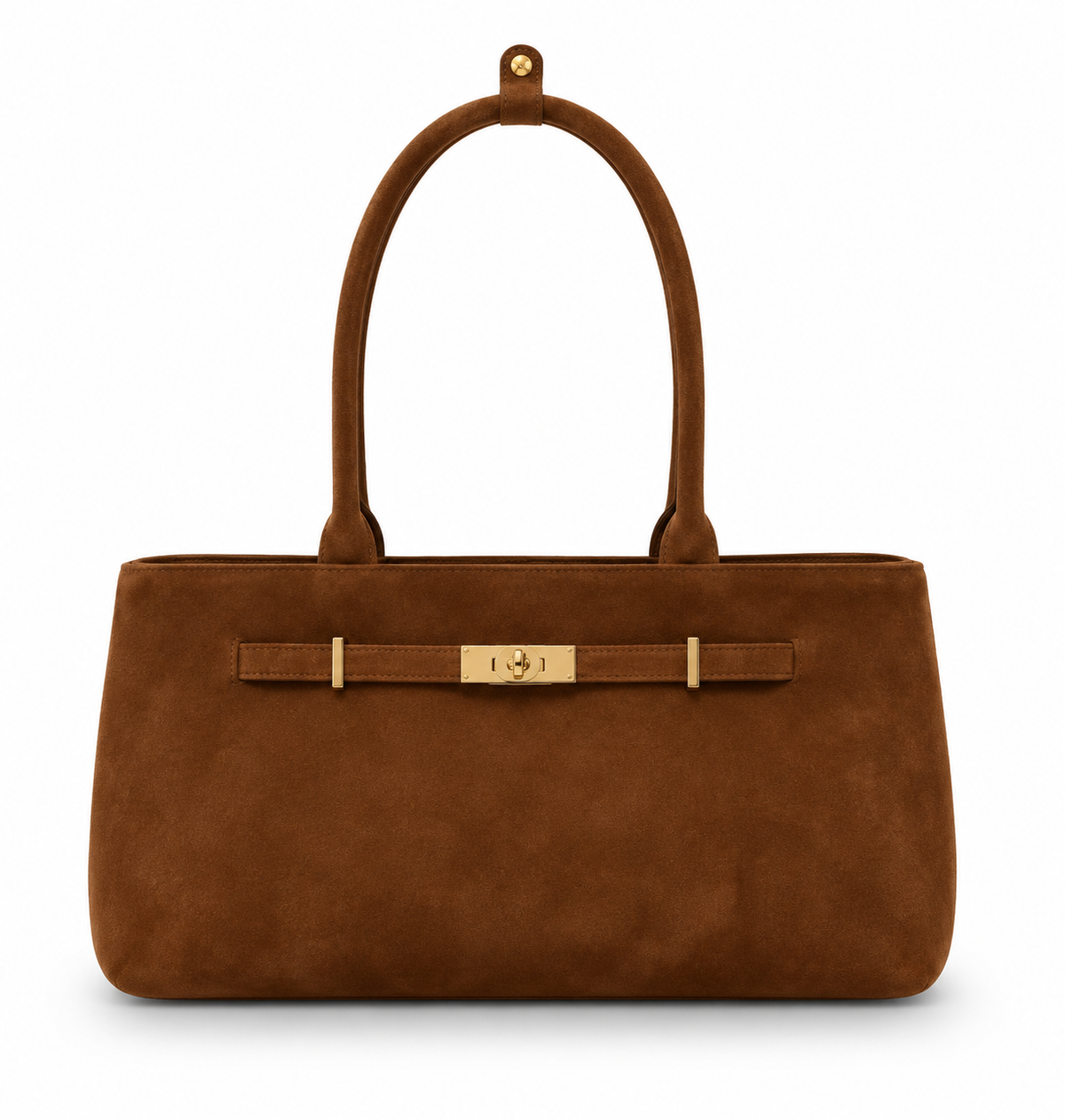 Henry Suede Leather Bag with Gold Clasp