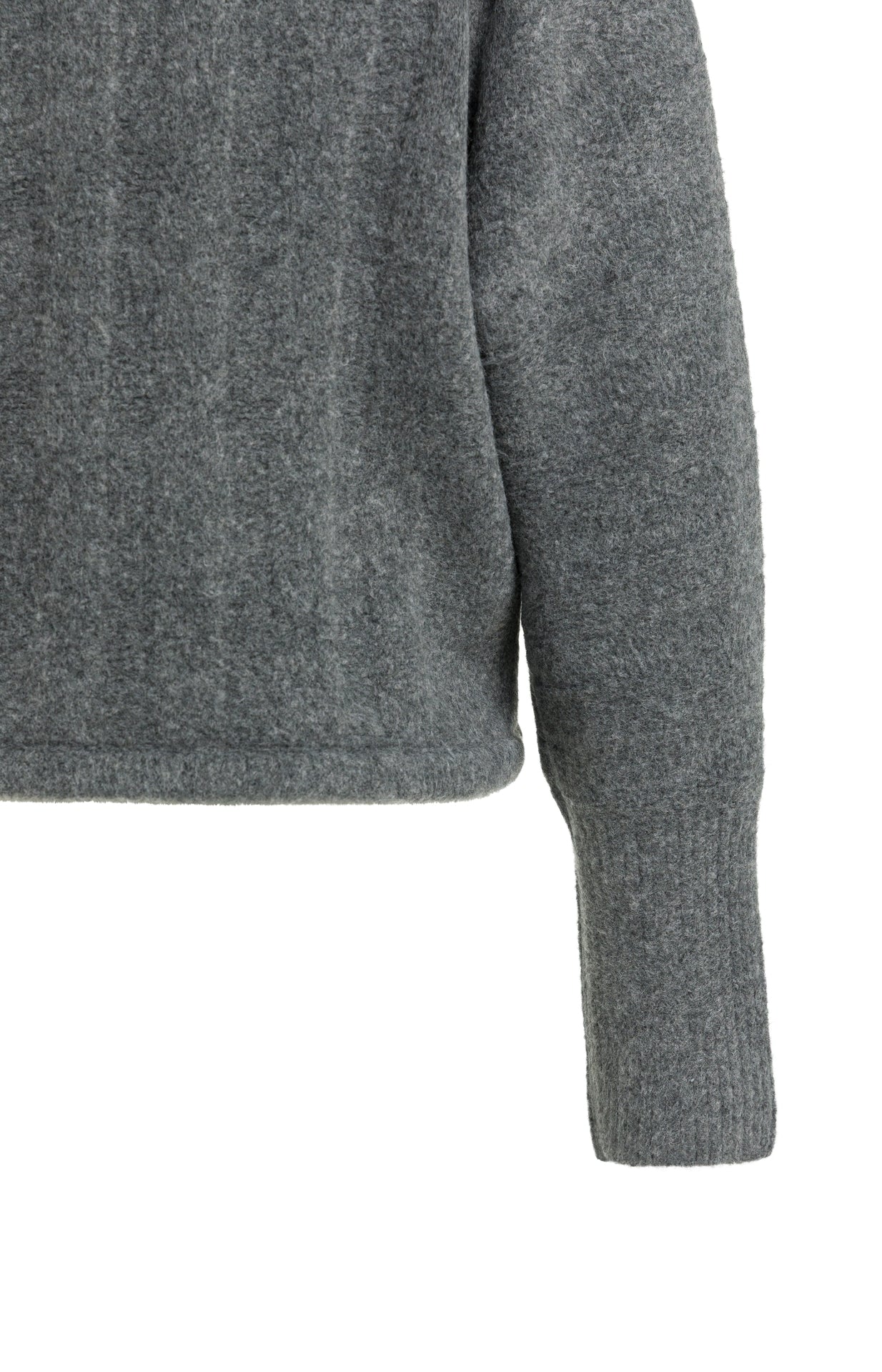 Sanne Grey Ribbed Drawstring Sweater