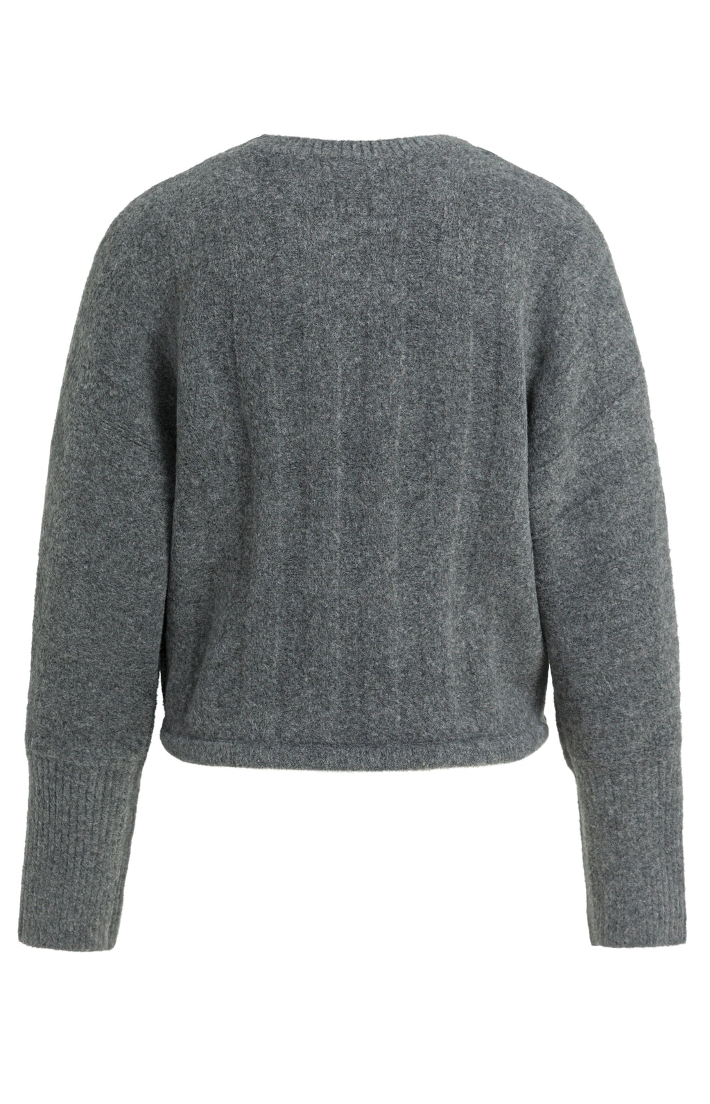 Sanne Grey Ribbed Drawstring Sweater
