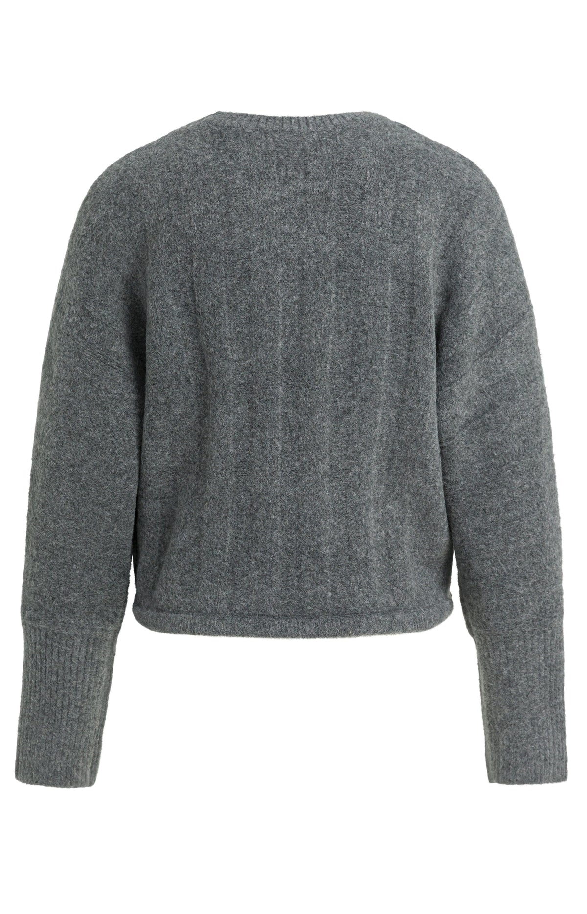 Sanne Grey Ribbed Drawstring Sweater