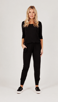 Scoop Neck Jersey Jumpsuit with Sleeves