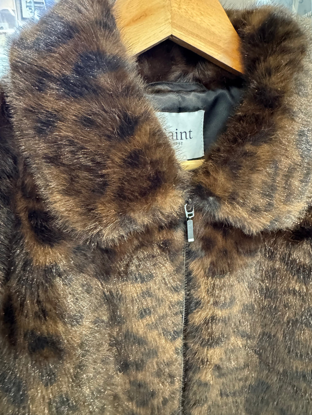 Tally Leopard Print Faux Fur Jacket – Chocolate Brown