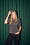 Pulz Fia Charcoal Sparkle Sweater Top