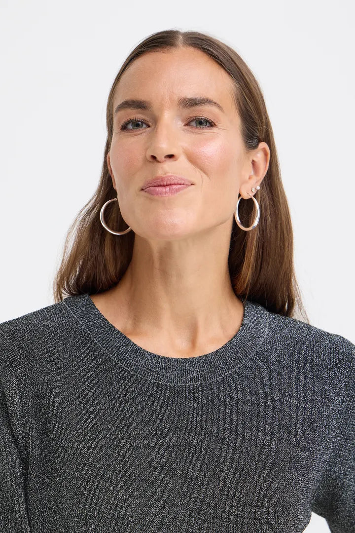 Pulz Fia Charcoal Sparkle Sweater Top