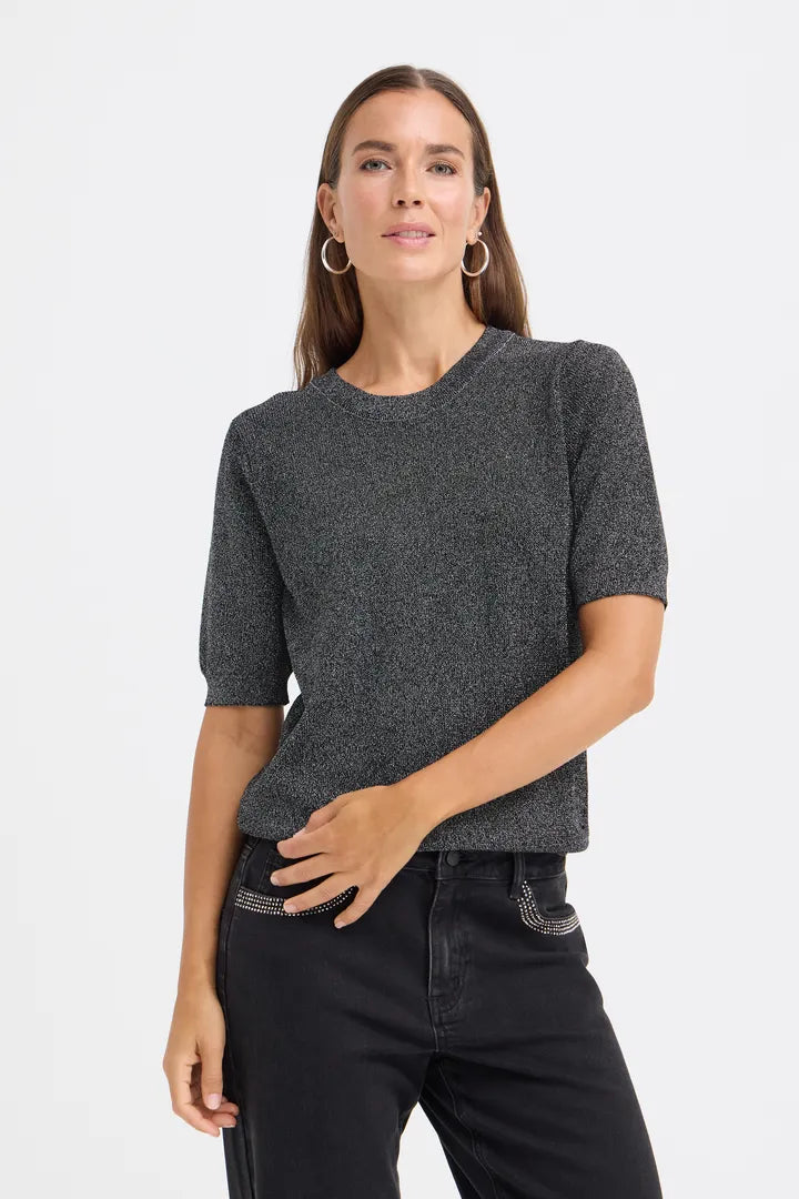 Pulz Fia Charcoal Sparkle Sweater Top