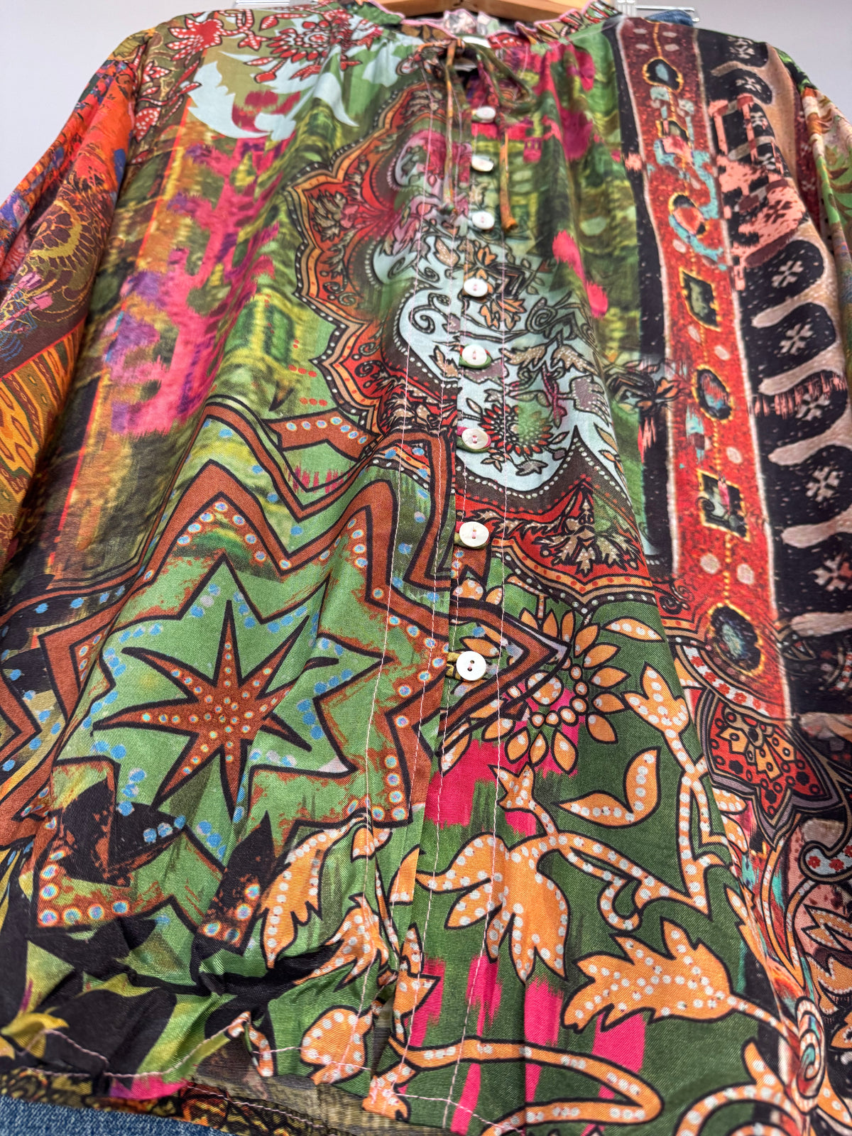 Tequila Button Through Printed Shirt Top