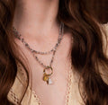 Long Spark Grey Bead Necklace