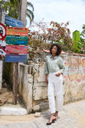 Ichi Ziggy White Barrel Style Jeans image 0