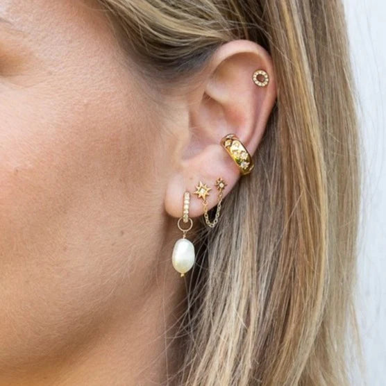 Sparkle Huggie Baroque Pearl Earrings  image 3