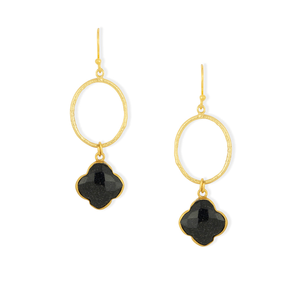 Clover Navy Stone Hoop Earrings  image 2