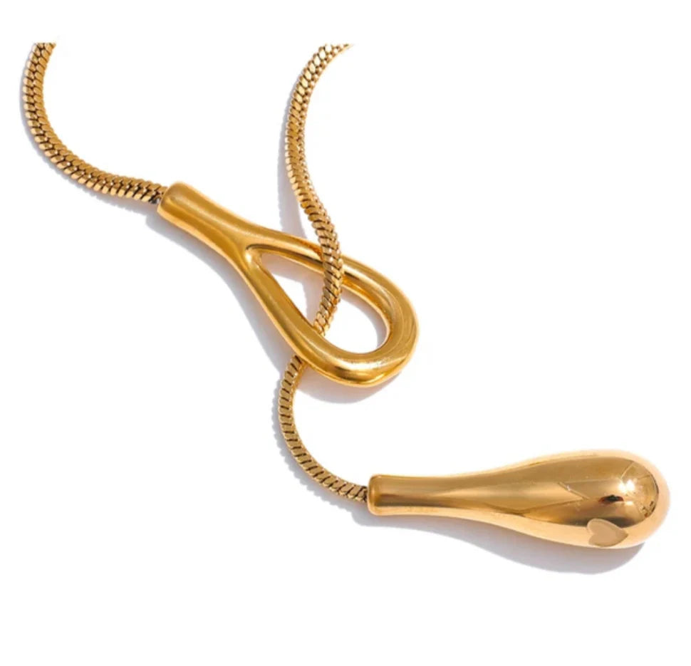 Teardrop Lariat Necklace in Gold or Silver image 1