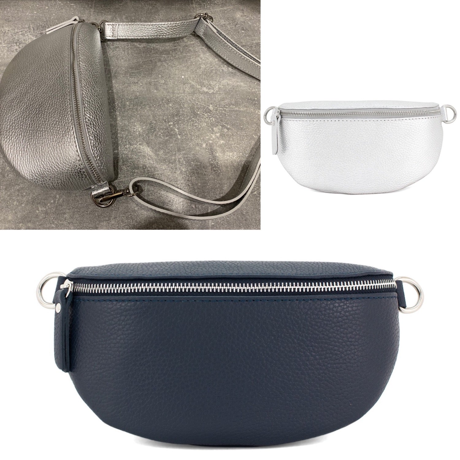 Leather Half Moon Crossbody Bag image 6