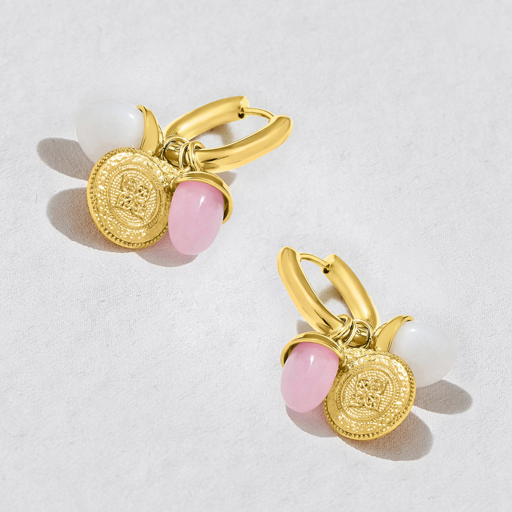 Oasis Gemstone Charm Hoop Earrings image 2