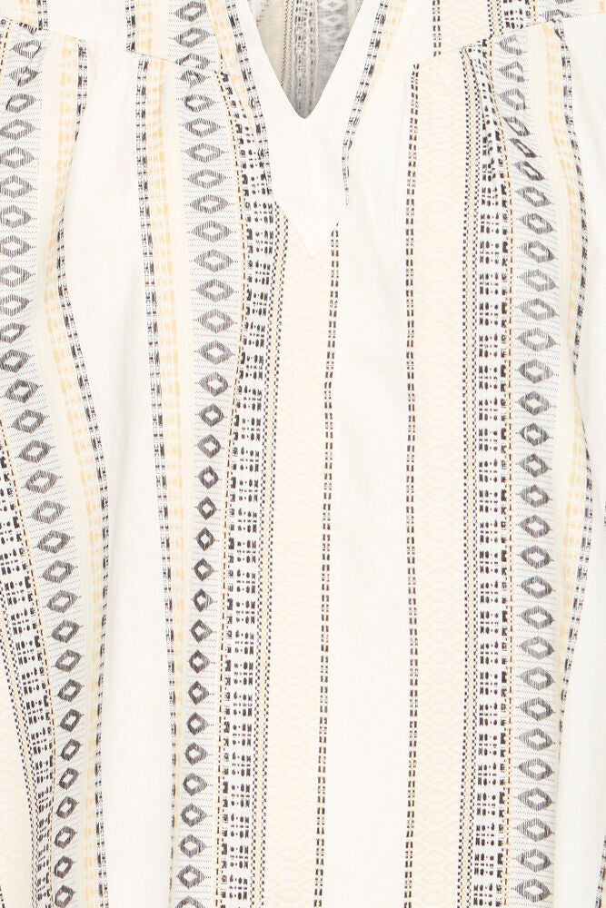 Pulz Ditte Cream Stitch Detail Cotton Top image 3