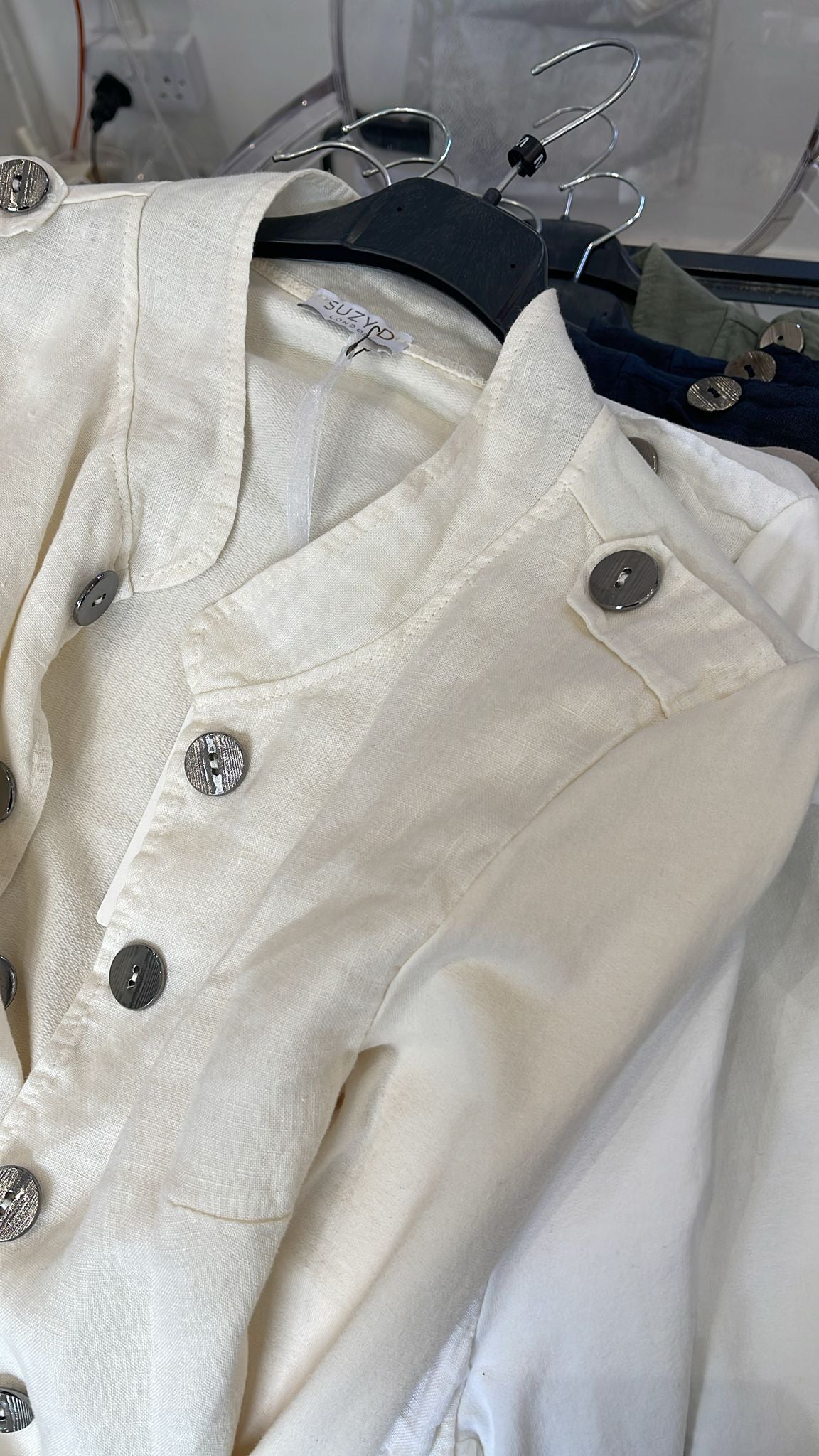 Bella Longline Linen Military Jacket image 3