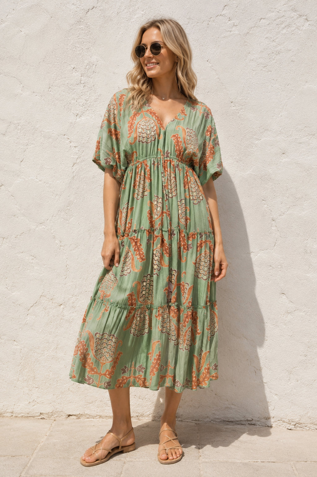 Ava Tiered Mint Midi Dress image 0