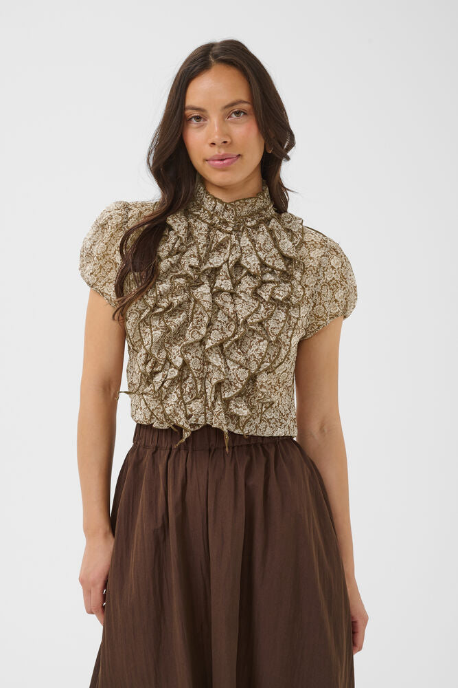 Saint Tropez Ruffle Front Shirt Top image 1