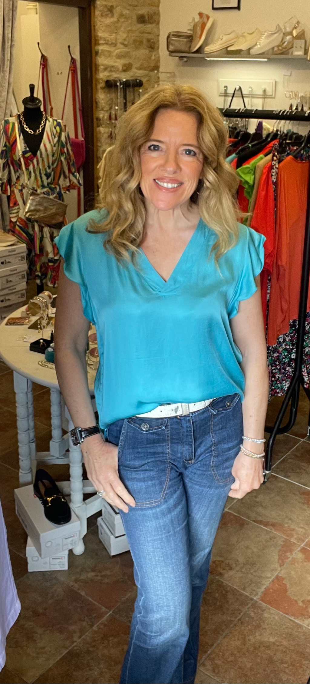 Wanda Satin Short Sleeve Frill Top image 2