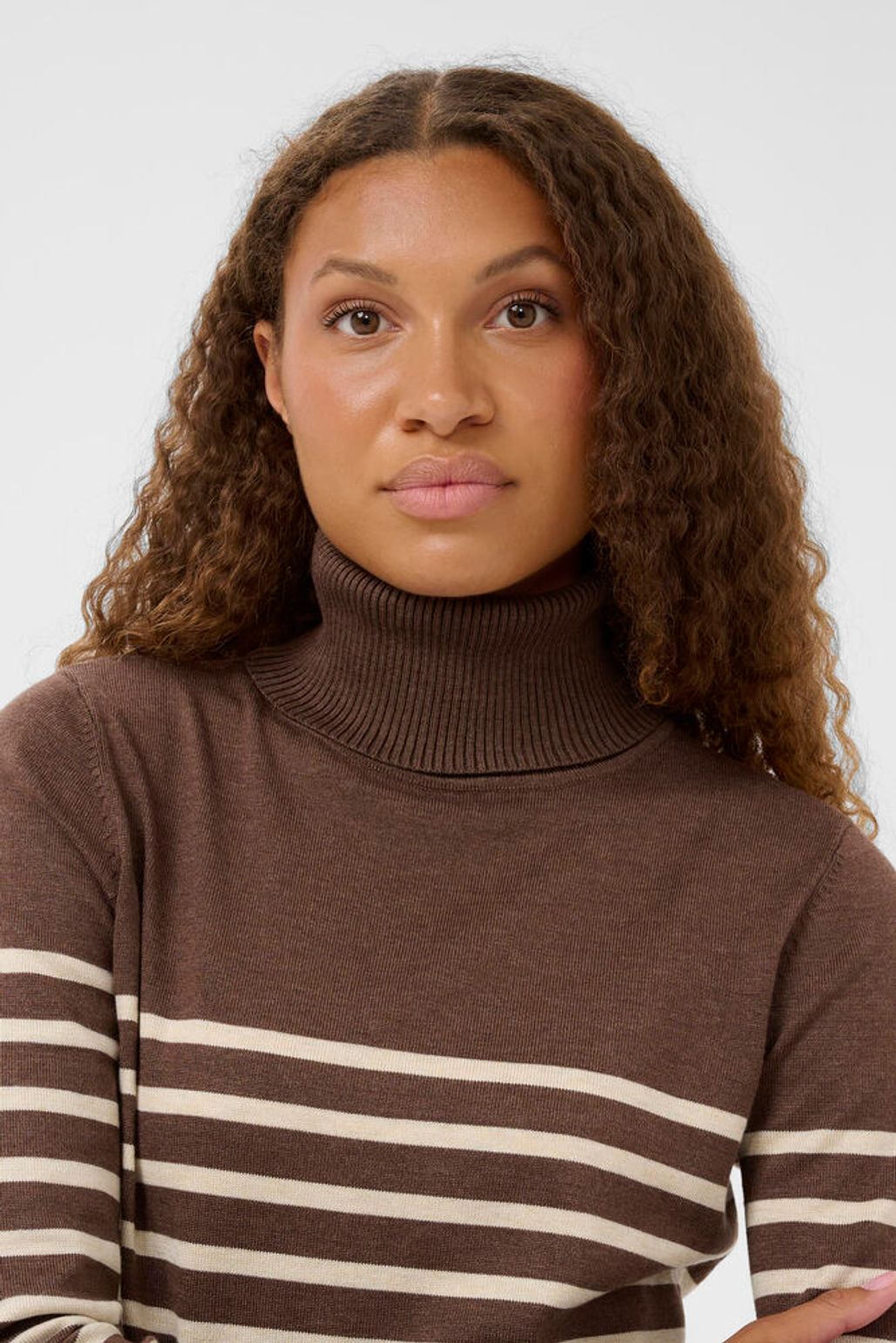 Saint Tropez Mila Brown or Black Stripe Polo Sweater  image 2