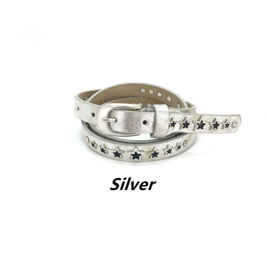 Slim Leather Star Stud Belt image 3