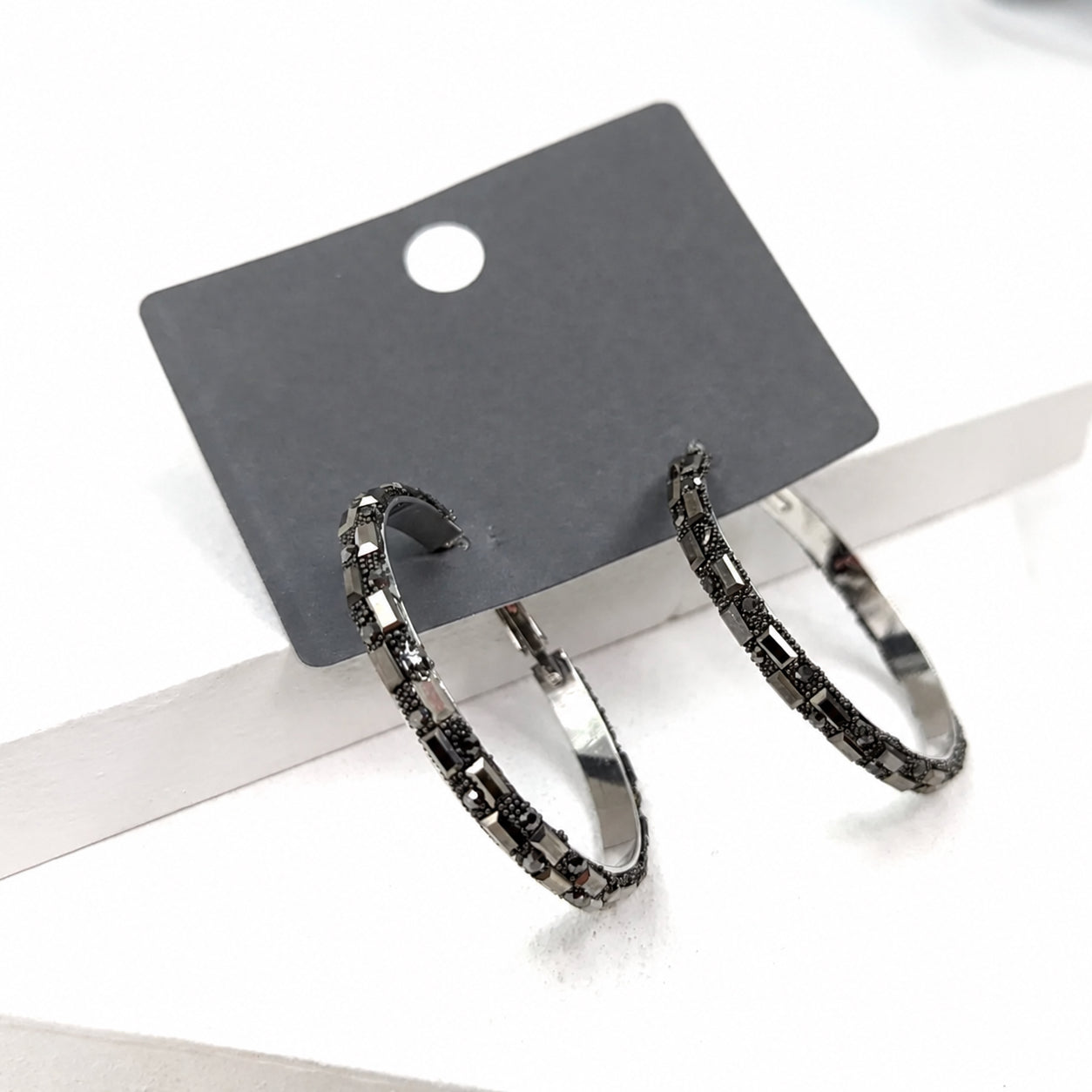 Baguette Crystal Hoop Earrings image 0