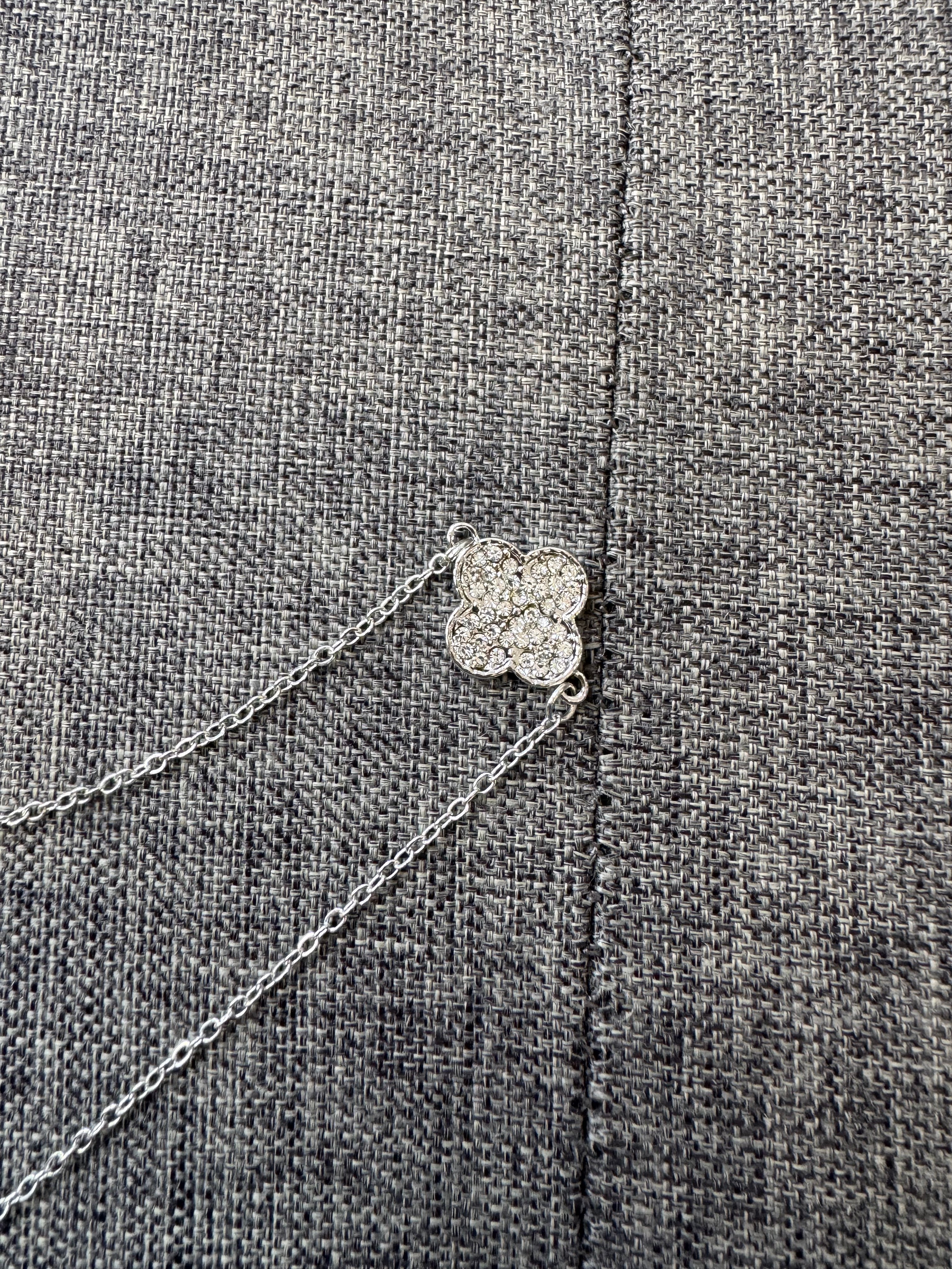 Long Necklace with Small Sparkle Flower Motif image 3