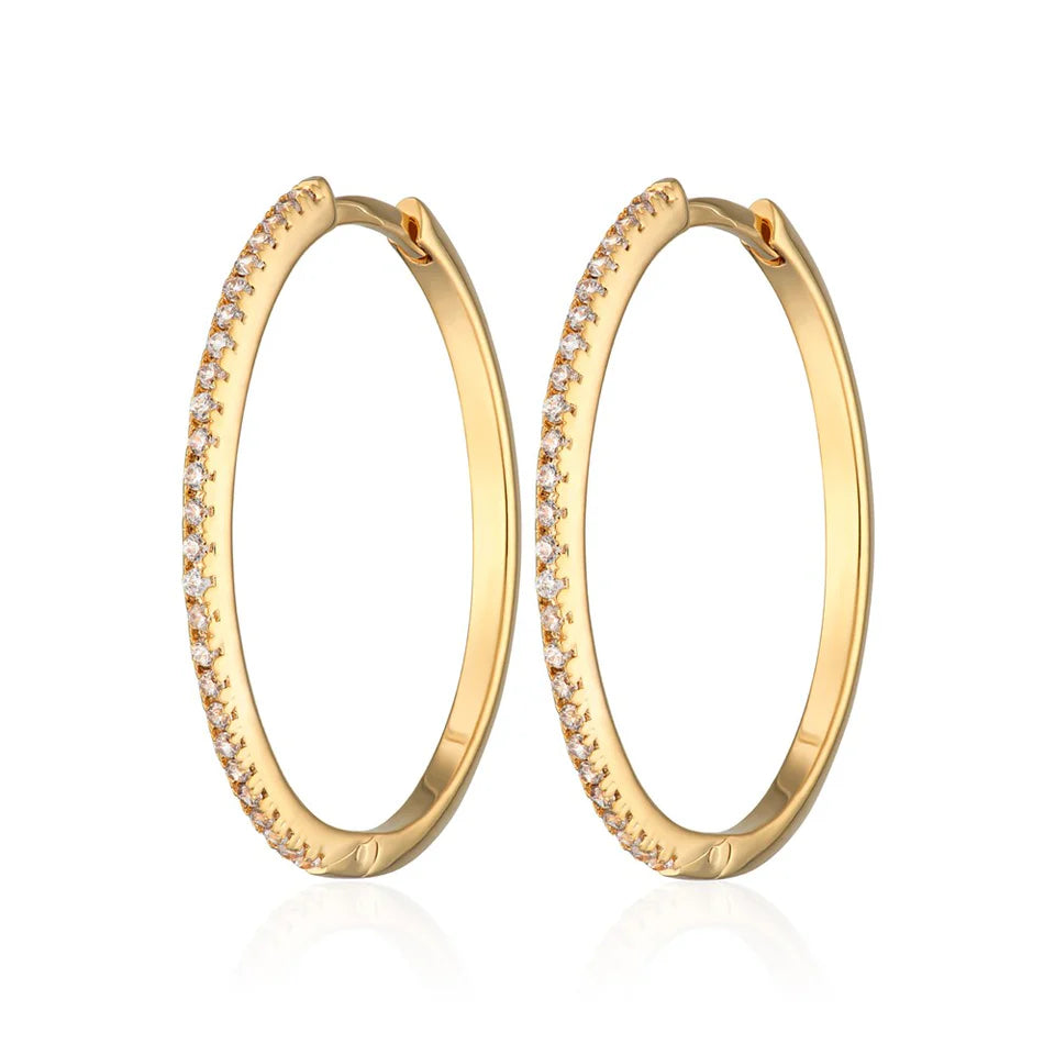 Slim Sparkling Gold Hoop Earrings  image 2