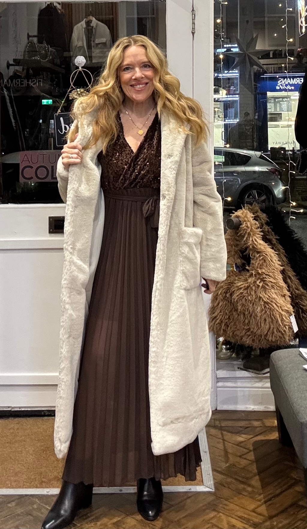 Honey Brown Sequin Top Maxi Dress image 1