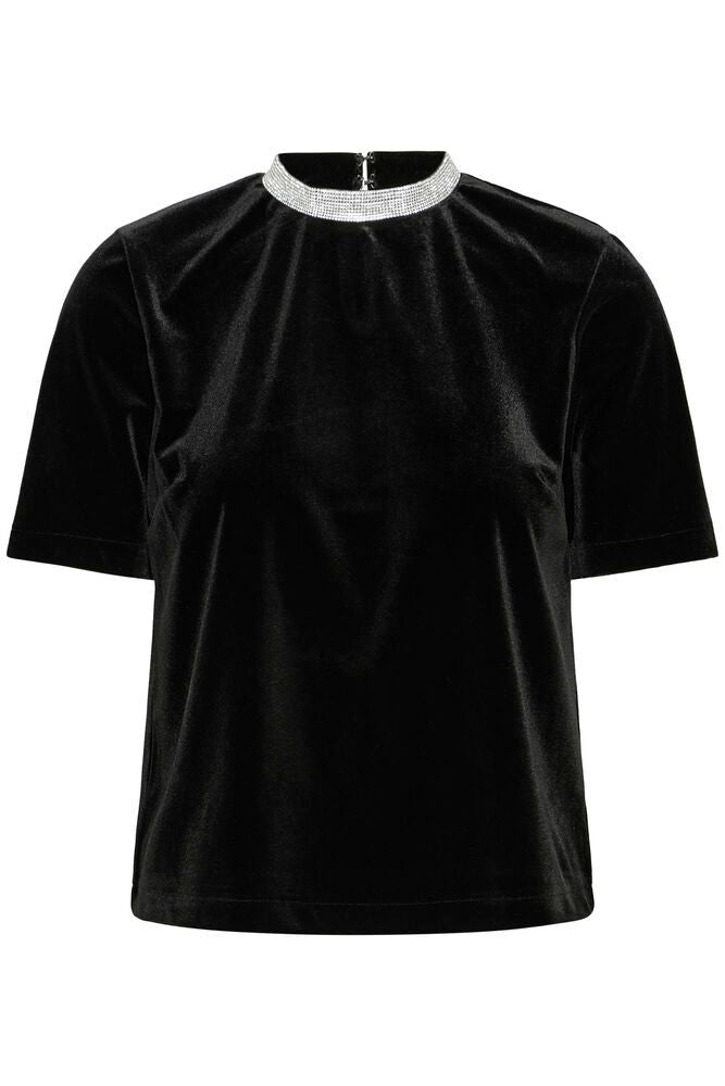 B Young Diamante Trim Velvet Top image 4