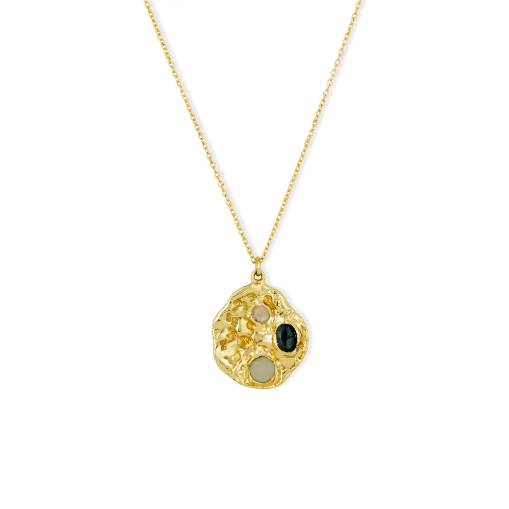 Gemstone Coin Pendant Necklace image 1