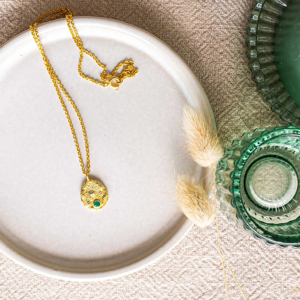 Venice Gold Coin Necklace Green image 0