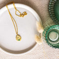Venice Gold Coin Necklace Green image 0