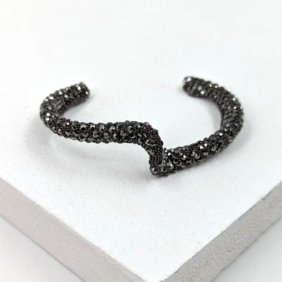 Crystal Encrusted Wave Bangle image 1